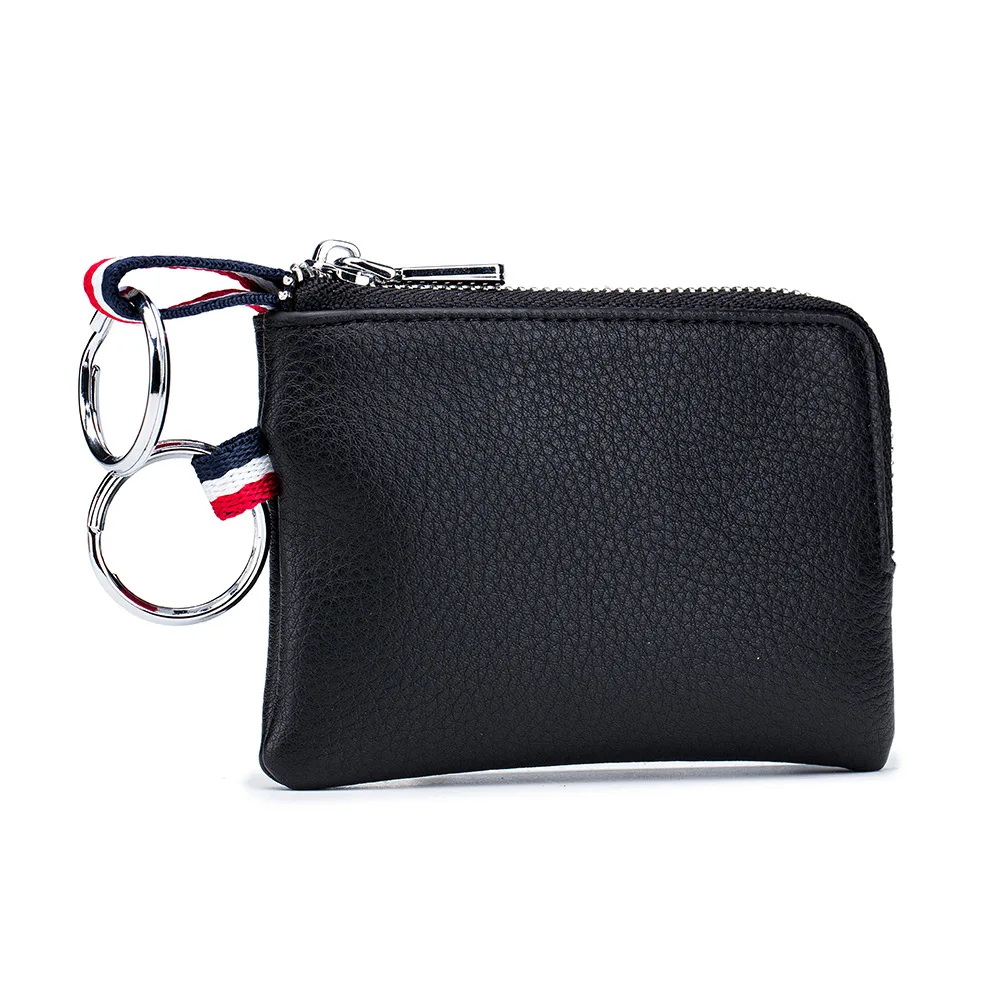 Men's Leather Coin Purse Mini Wallet  Unisex Soft Leather Zipper Coin Driver's License Key Case Ultra-thin Card Case