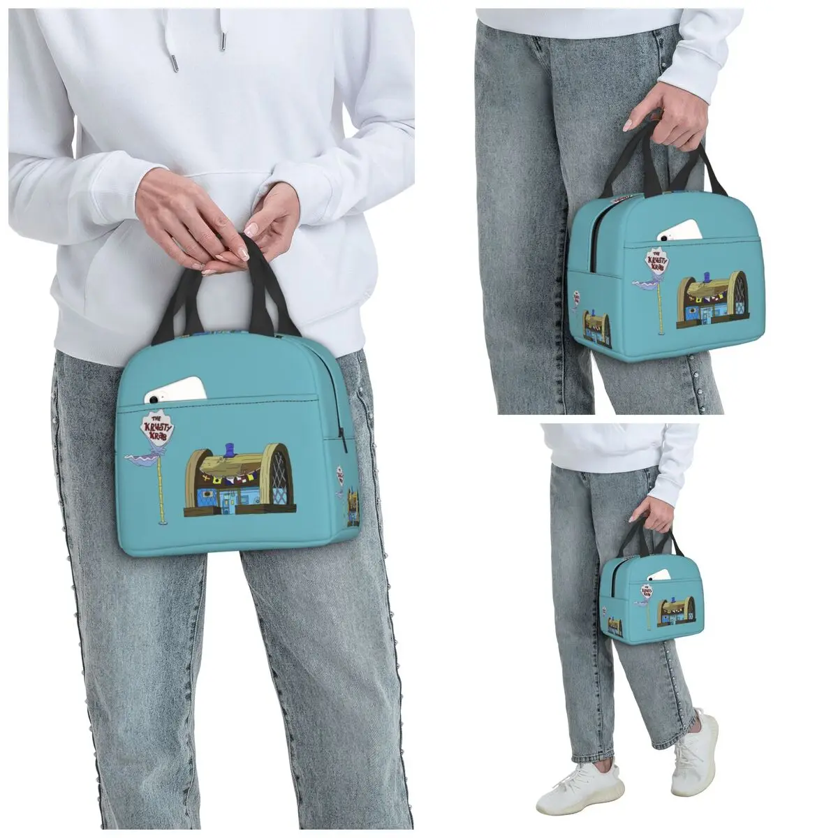 Губка Боб Квадратные Штаны Krusty Krab Сумки для обеда Изолированная коробка бенто