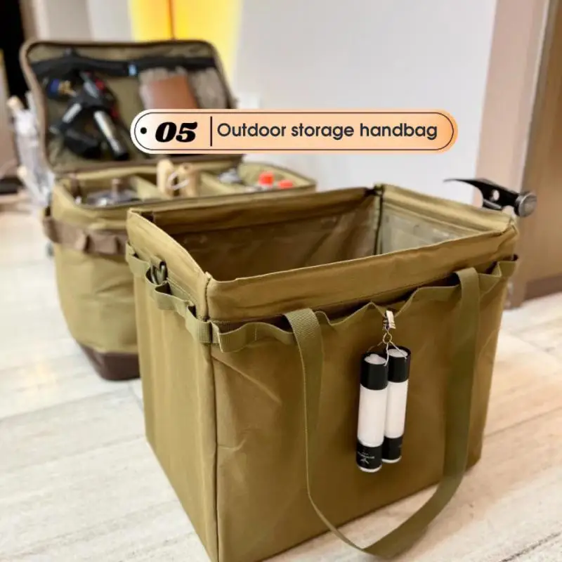 

Large Capacity External Hook Storage Bag Storage Lamp Package Three Levels Storage Space Tableware Bag Outdoor Package Nylon