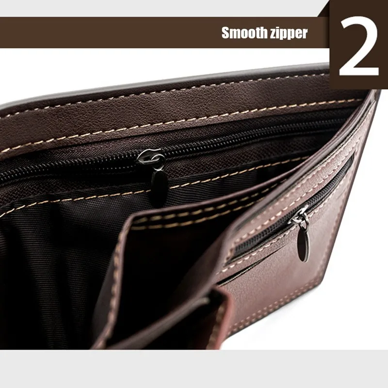 Fashion Leather Wallet Men Luxury Slim Coin Purse Business Foldable Wallet Man Card Holder Pocket Clutch Male Handbags Tote Bag images - 5