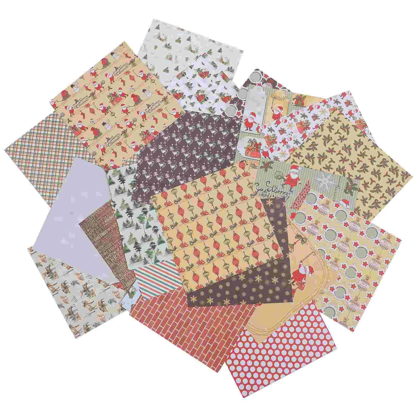 

24 Sheets Santa Cam Hand Account Paper Craft Supplies Scrapbooking Materials DIY Love
