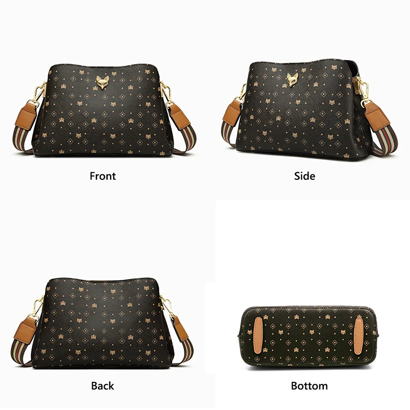 foxer brand female leather wide weave shoulder bag commuter office lady pvc monogram design crossbody bag small purse for female free global shipping