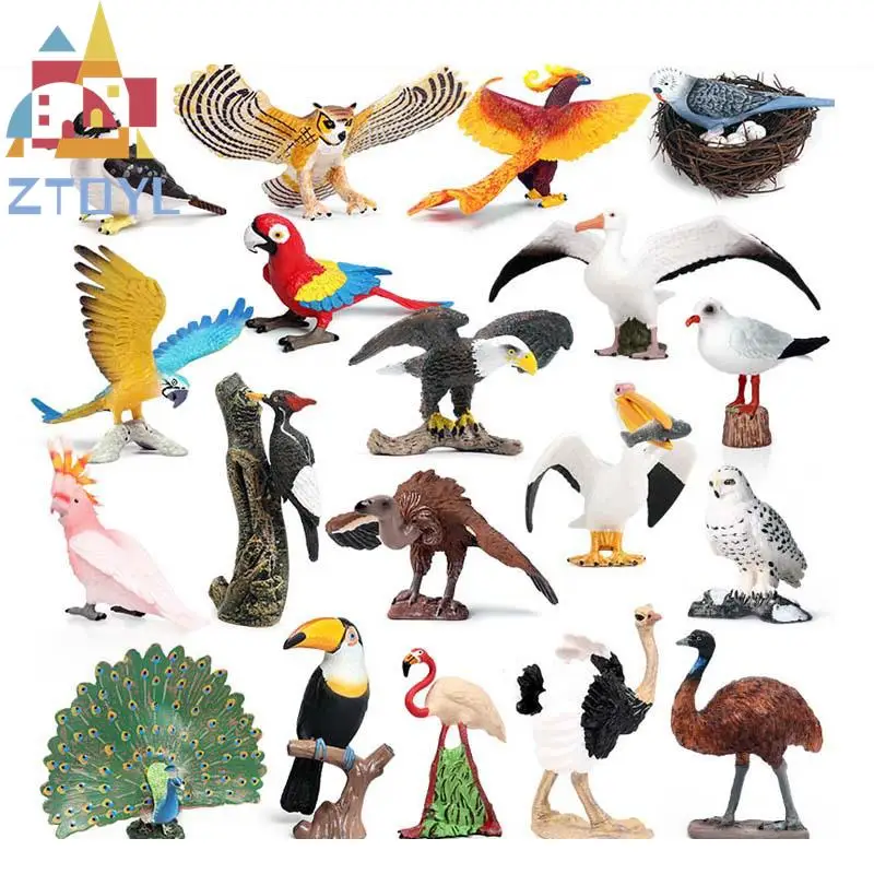 

Simulation Bird Models Turkey Flamingos Parrot Owl Sea Eagle Ostrich Bird Models PVC Action Figures Figurines Kids Toys 1 Piece