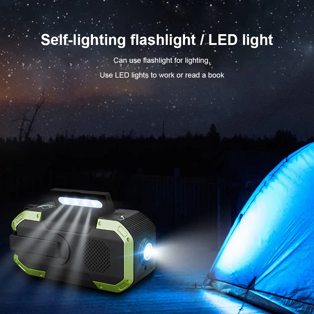 waterproof flashlight emergency multifunctional hand radio solar crank dynamo powered bluetooth speaker phone charger power bank free global shipping