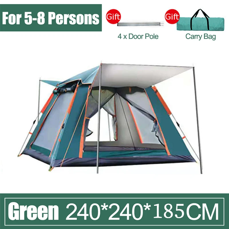 

5-8 Person Outdoor Automatic Tent 2.4m*2.4m*185cm Family Tent Picnic Traveling Camping Tent Outdoor Rainproof Windproof Tent
