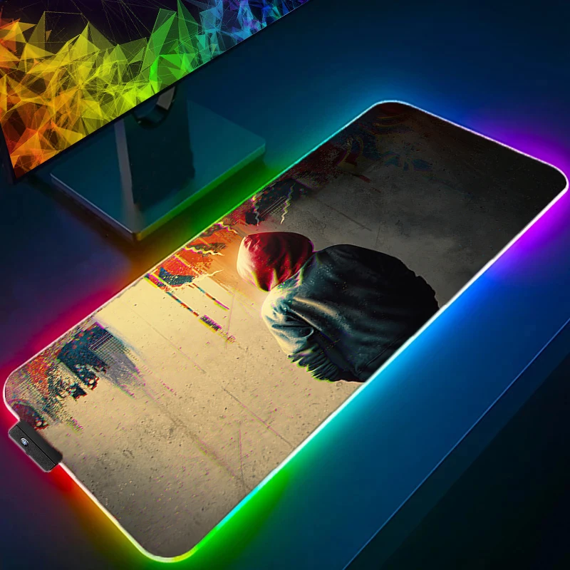 

Spider-Man Across The Spider Gaming RGB Mouse Pad Pc Gamer Custom Desk Mat Anime Office Accessories LED HD Picture Xxl Mousepad