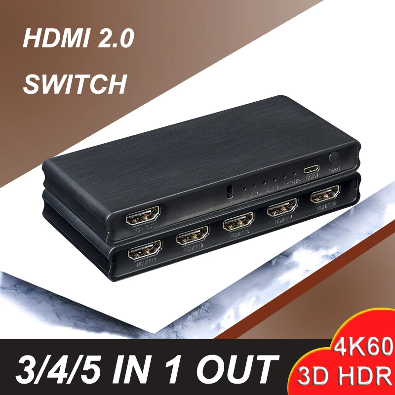 4K 60Hz HDMI Splitter 1x2 Hdmi 2.0 Switcher 5x1 HDMI Switch 3x1 4x1 Video Converter for Mi Box Xbox PS5 PS4 Laptop PC To Monitor