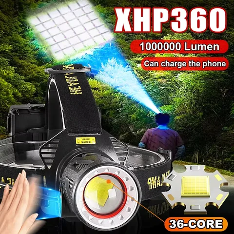 ZEBA 1000000LM XHP360 налобный фонарь