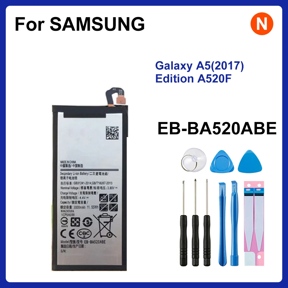 

SAMSUNG Orginal EB-BA520ABE 3000mAh Battery For Samsung Galaxy A5 2017 Edition A520 SM-A520F A520K A520L A520S A520W/DS +Tools
