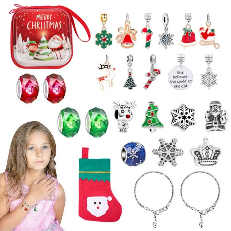

Christmas Bracelet Making Kit Christmas Advent Calendar Bracelets Set Christmas Countdown Calendar DIY Charm Bracelets Kits For
