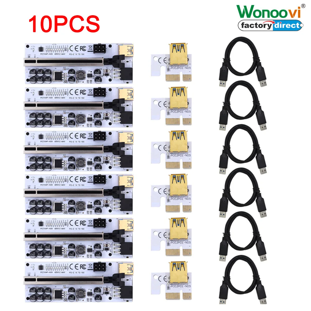 

6/10PCS WONOOVI Newest PCIE Riser 009s Plus Mining Super Version PCIE x16 PCI Express Extension Riser Card for Mining Video Card