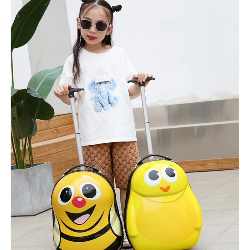 Cartoon Trolley Bag on Wheels  Kid's Travel Trolley Luggage Suitcase Kid Wheeled Travel Case Children Rolling Case with Backpack
