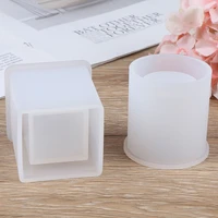 silicone mold transparent epoxy resin molds diy pen container organizer square round storage holder crafts jewelry making mould