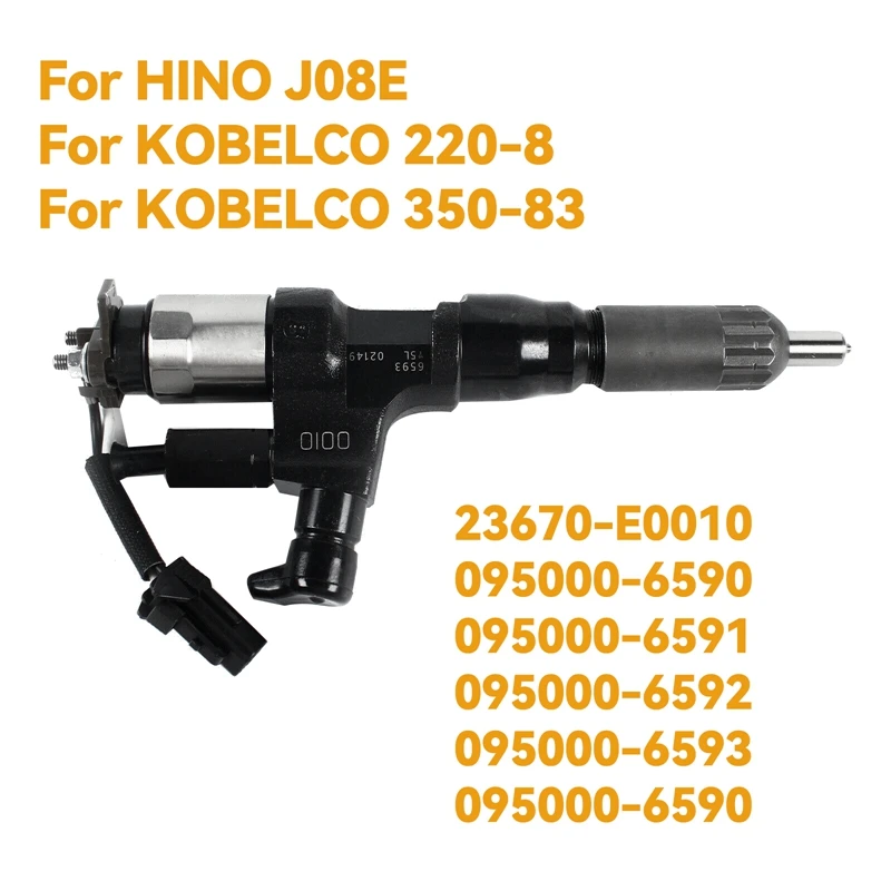 

095000-6593 / 23670-E0010 новый дизельный топливный инжектор для экскаватора Hino J08E Kobelco SK330-8 SK350