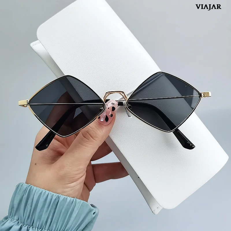 

Женские солнцезащитные очки в металлической оправе, нестандартные винтажные очки с ромбовидными линзами в небольшой оправе, Uv400, 2022