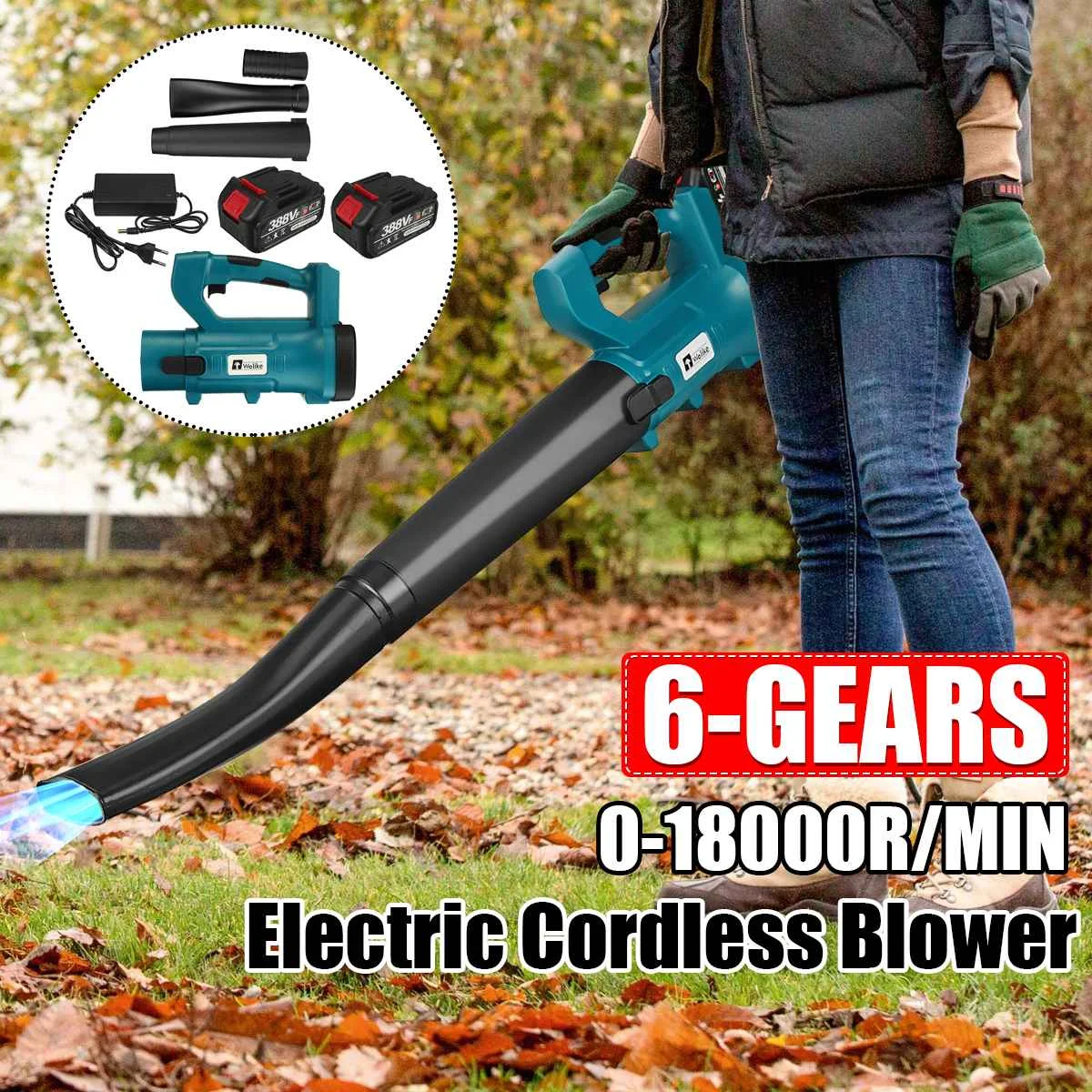 3000W Cordless Electric Air Blower Leaf Blower Home Car Cleannig Blowing Machine Dust Collector Snow Sweeper For Makit Battery