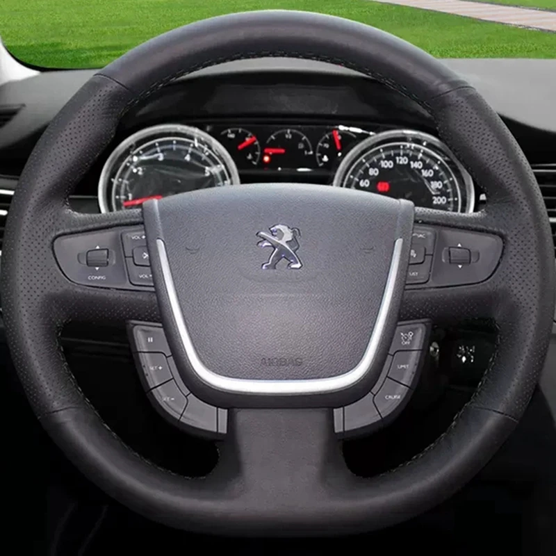 

Чехол на рулевое колесо автомобиля для Peugeot 508 2011 2012 2013 2014 2015 2016 2017 2018 508 SW DIY Черная кожа сшита вручную