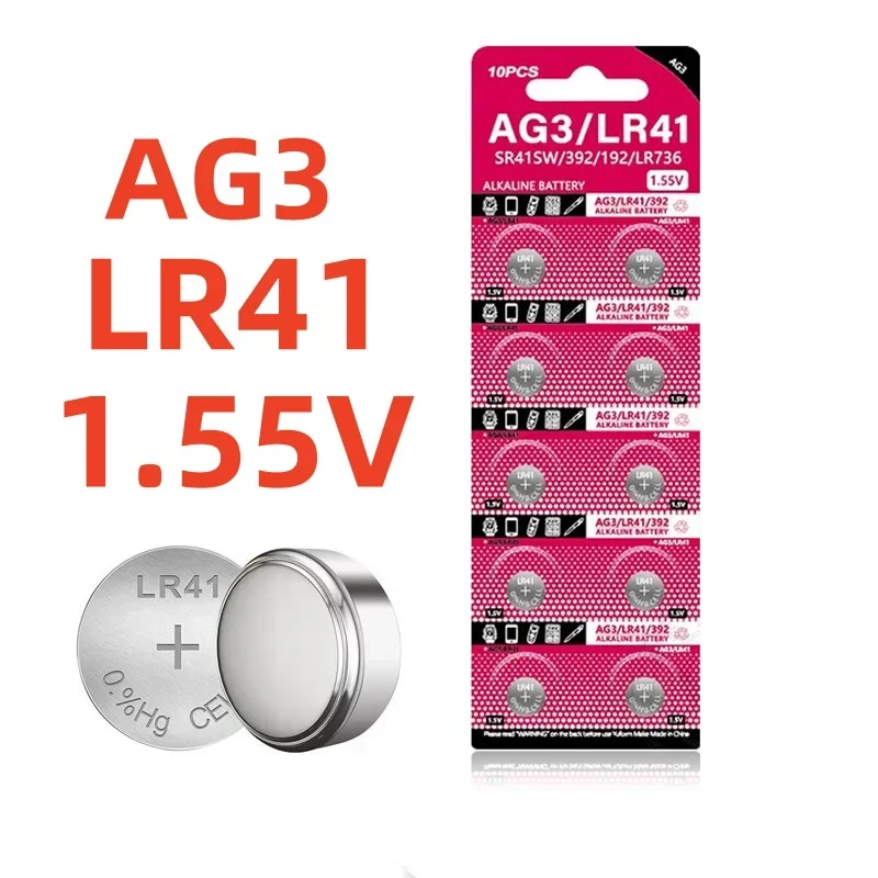 Батарейки AG13 LR41 кнопочные 100-10 шт. 1 55 в L1154 RW82 SR1154 SP76 pila SR44 A76 LR1154 GP7