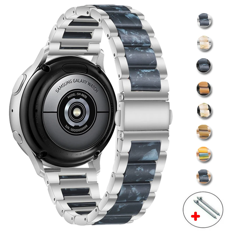 

20mm Band for Samsung Galaxy Watch 3 41mm 45mm Active 2 40mm 44mm Gear S3 Steel+Resin Strap for Huawei GT3 22mm Amazfit gts 3