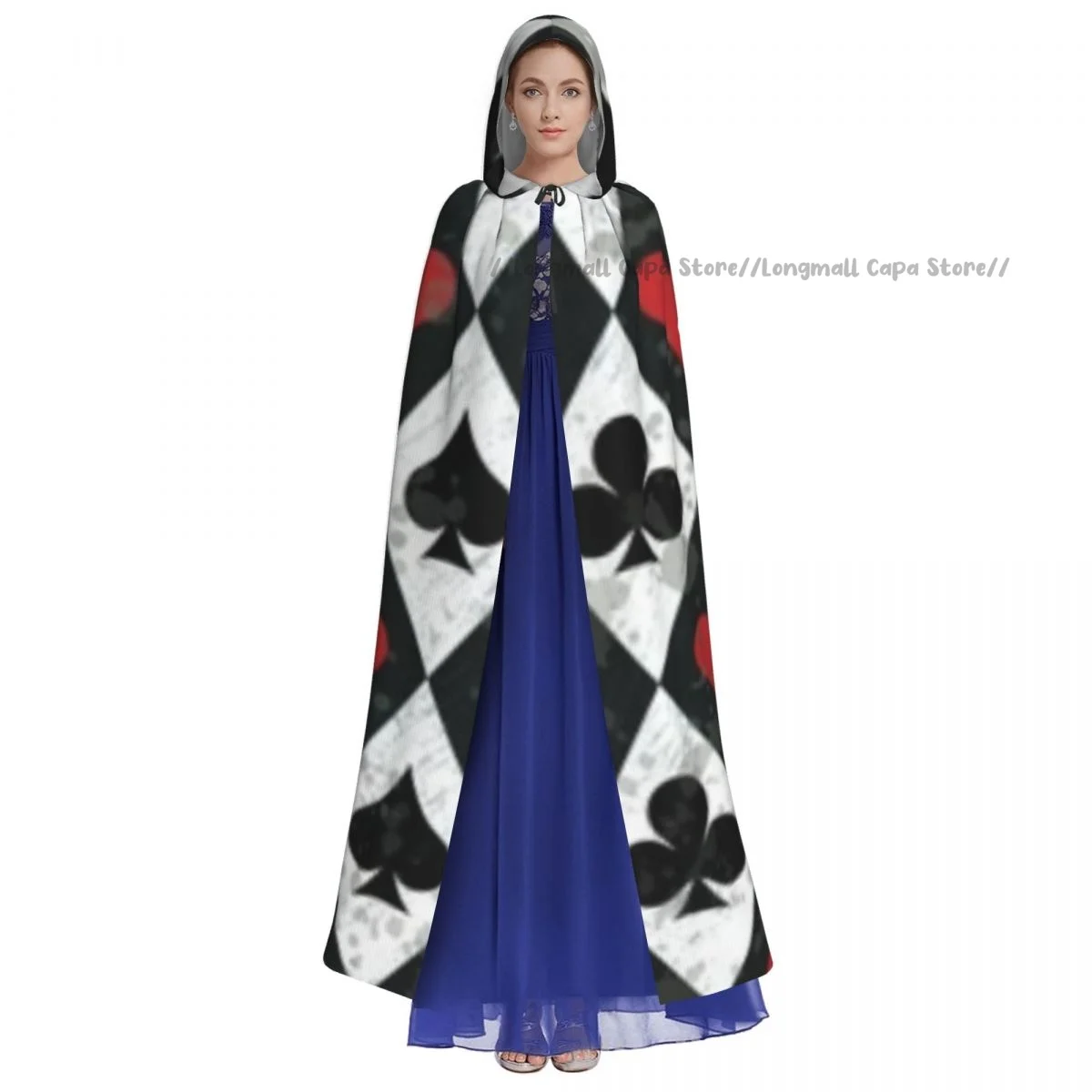 Накидка с капюшоном для взрослых на Хэллоуин абстрактными игральными картами