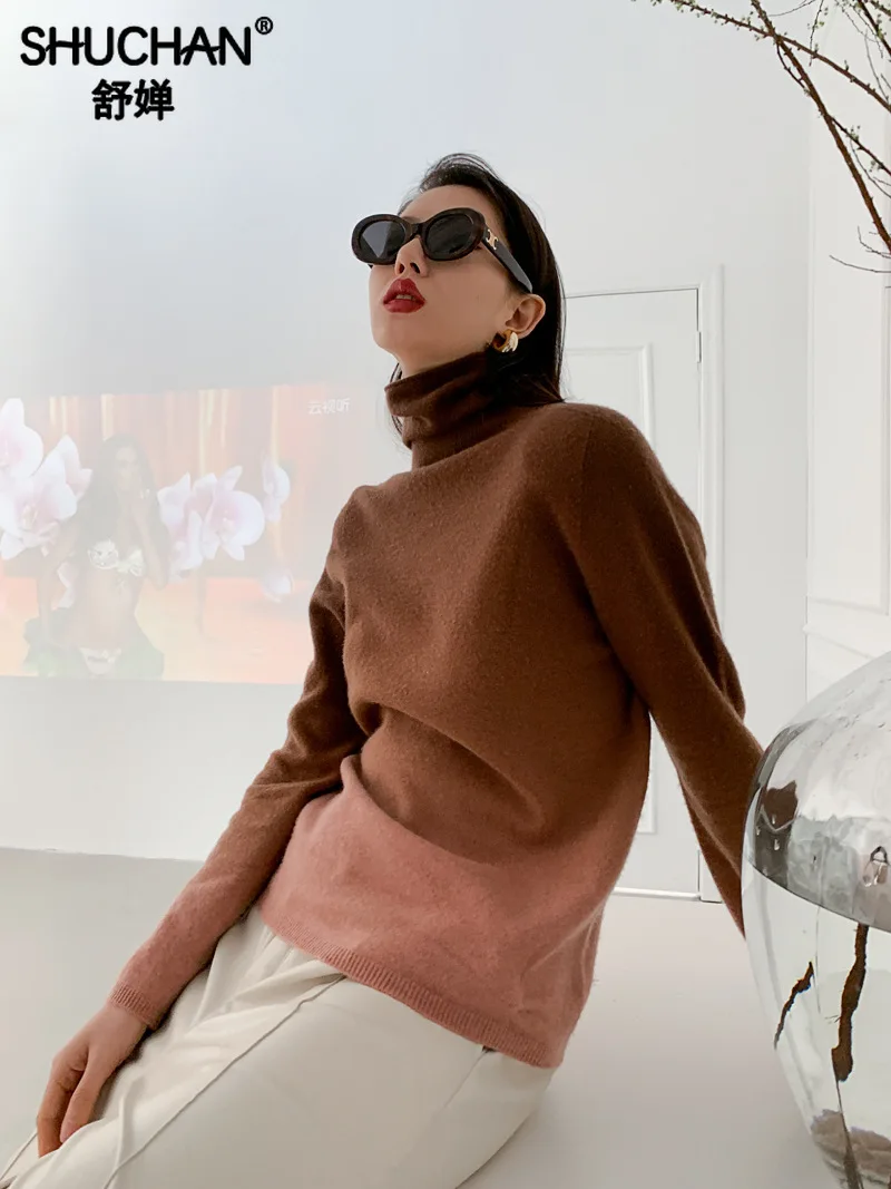 

Gradual Discoloration New 2023 Autumn Winter Wool Sweater Women High Quality Sueter Mujer Fashion Tops Women