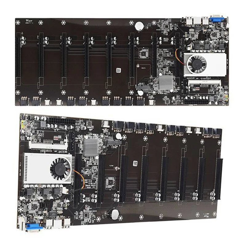 

Материнская плата 8 GPU для майнинга биткоинов, криптовалюмерии, Майнинг с DDR3 128 ГБ MSATA SSD 12X 8pin кабелем питания (черный)