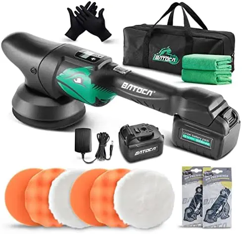 

Cordless Car Buffer Polisher for Car Detailing with 1pc 5.0Ah Battery, Smart LCD Screen Display, 2000-4500 RPM Dual Polisher Ki
