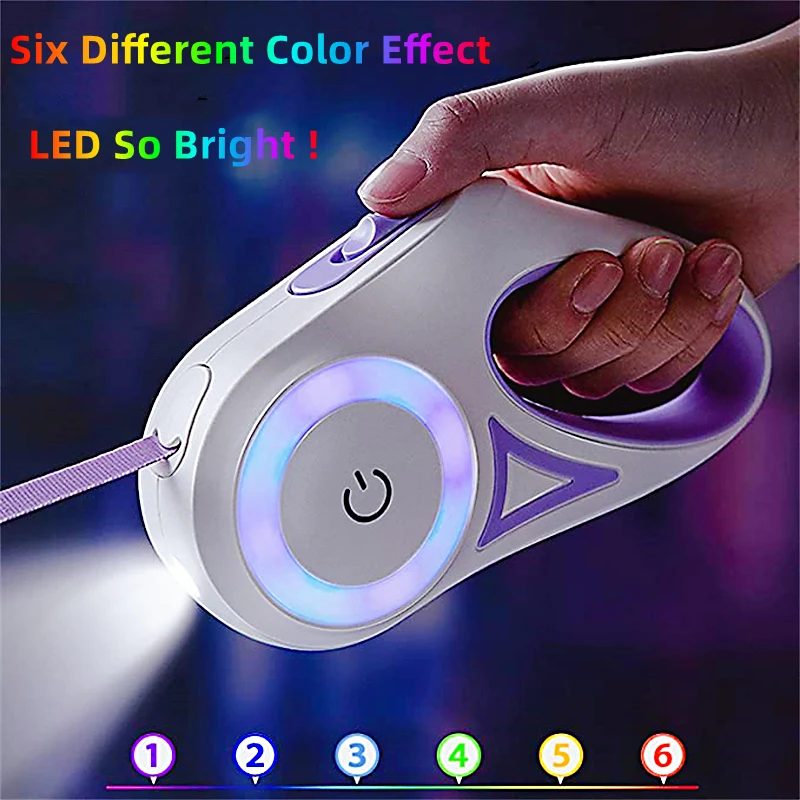 

3/5m Pets Dog Leashes Led Light Retractable Leash Night Safety Automatic Extension Lead Large Medium Dogs Cat Walk Run Leash Pet