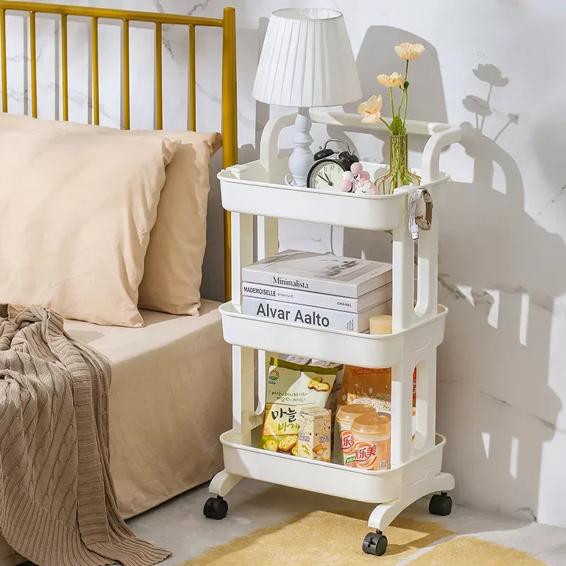 

Organizer Cart With Wheels Rolling Trolley Storage Rack Multi-purpose Movable Bookshelf Bathroom Seam Kitchen Vegetable Snack