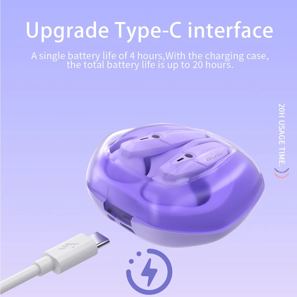 Awei T25 Bluetooth 5.3 Earphones Wireless Earbuds Noise Cancelling Sports Headsets With Microphone in-Ear DNS Fone Headphones - купить по