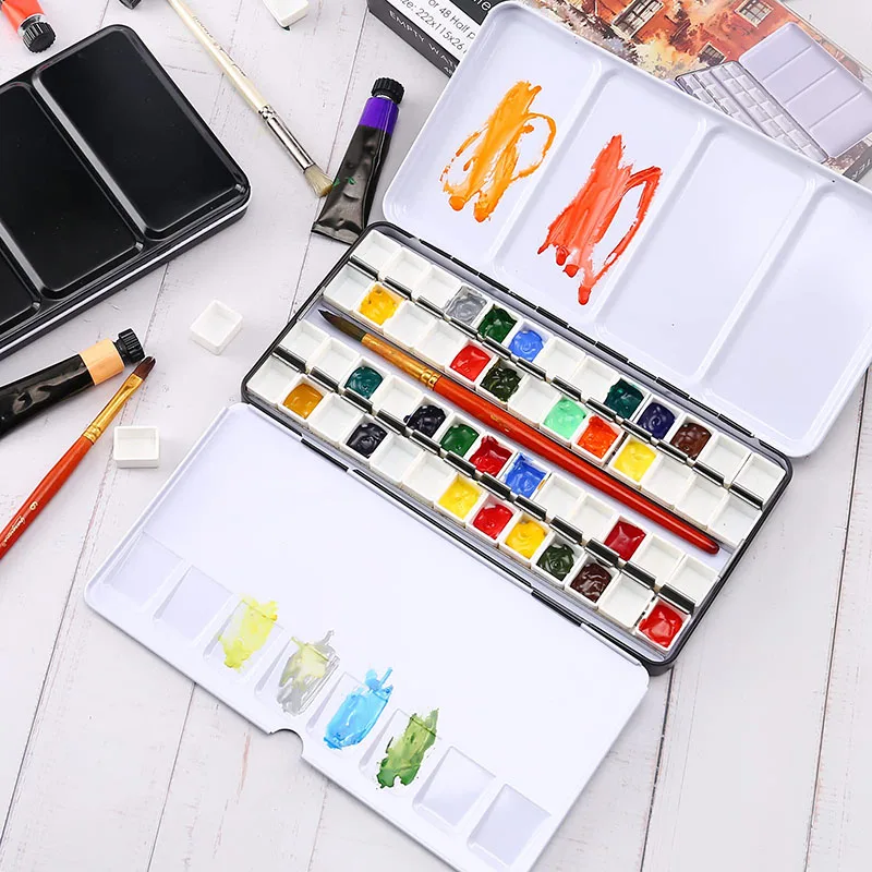 Пустая металлическая Палетка акварельных красок Оловянная коробка для