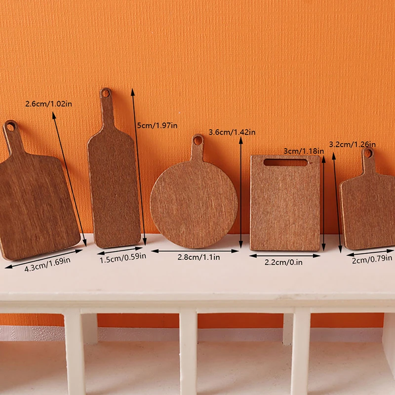 

5Pcs 1:12 Dollhouse Miniature Wood Simulation Chopping Board For Dollhouse Kitchen Toy Bread Dessert Board Dollhouse Decoration