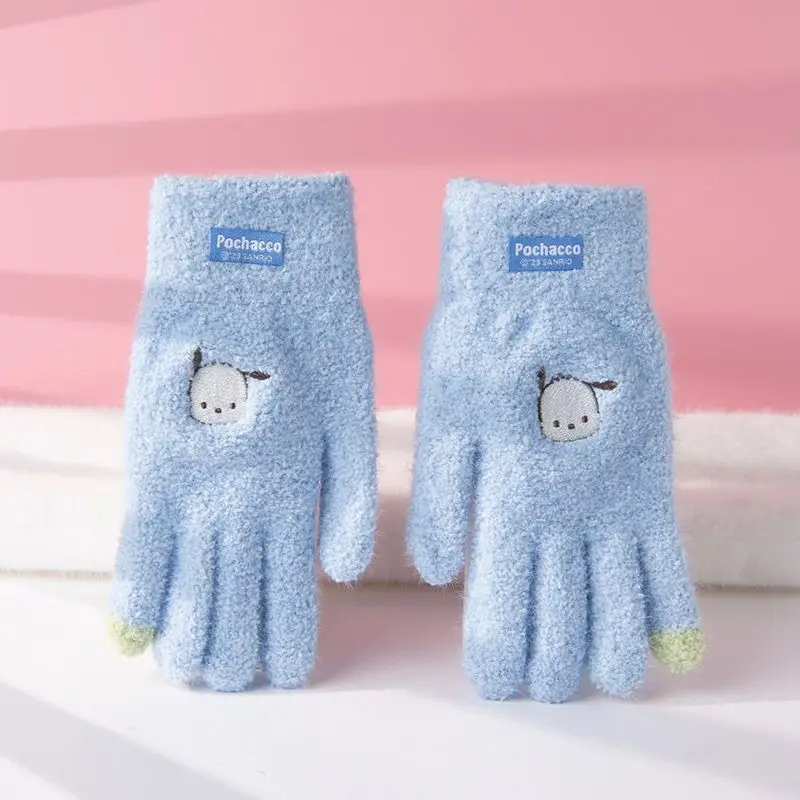 Зимние шерстяные перчатки Sanrio с героями мультфильмов Kuromi My melody полачко пятью