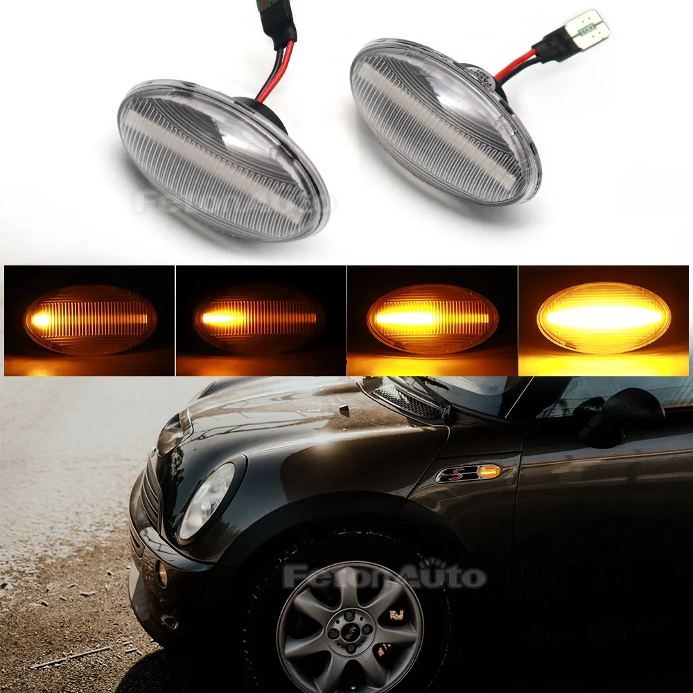 

Повторитель проточной воды, водонепроницаемый динамический поворотник для BMW Mini Cooper R50 R53 R52, светодиодный боковой габаритный указатель поворота