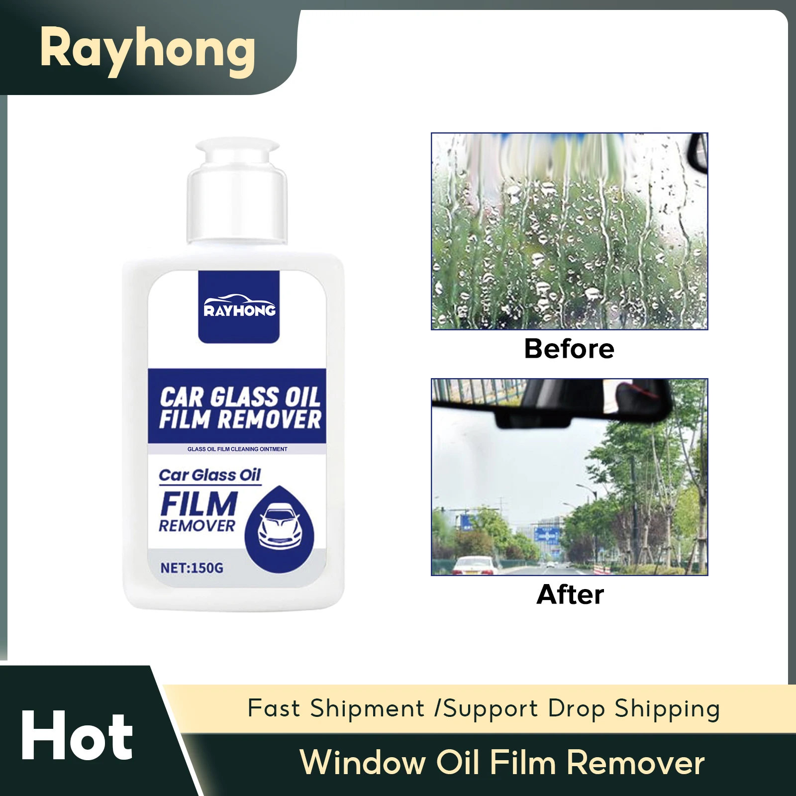 

Vehicle Window Oil Film Remove Polishing Car Windshield Glass Dirt Oil Stain Quickly Removing Hydrophobic Window Cleaning Agent