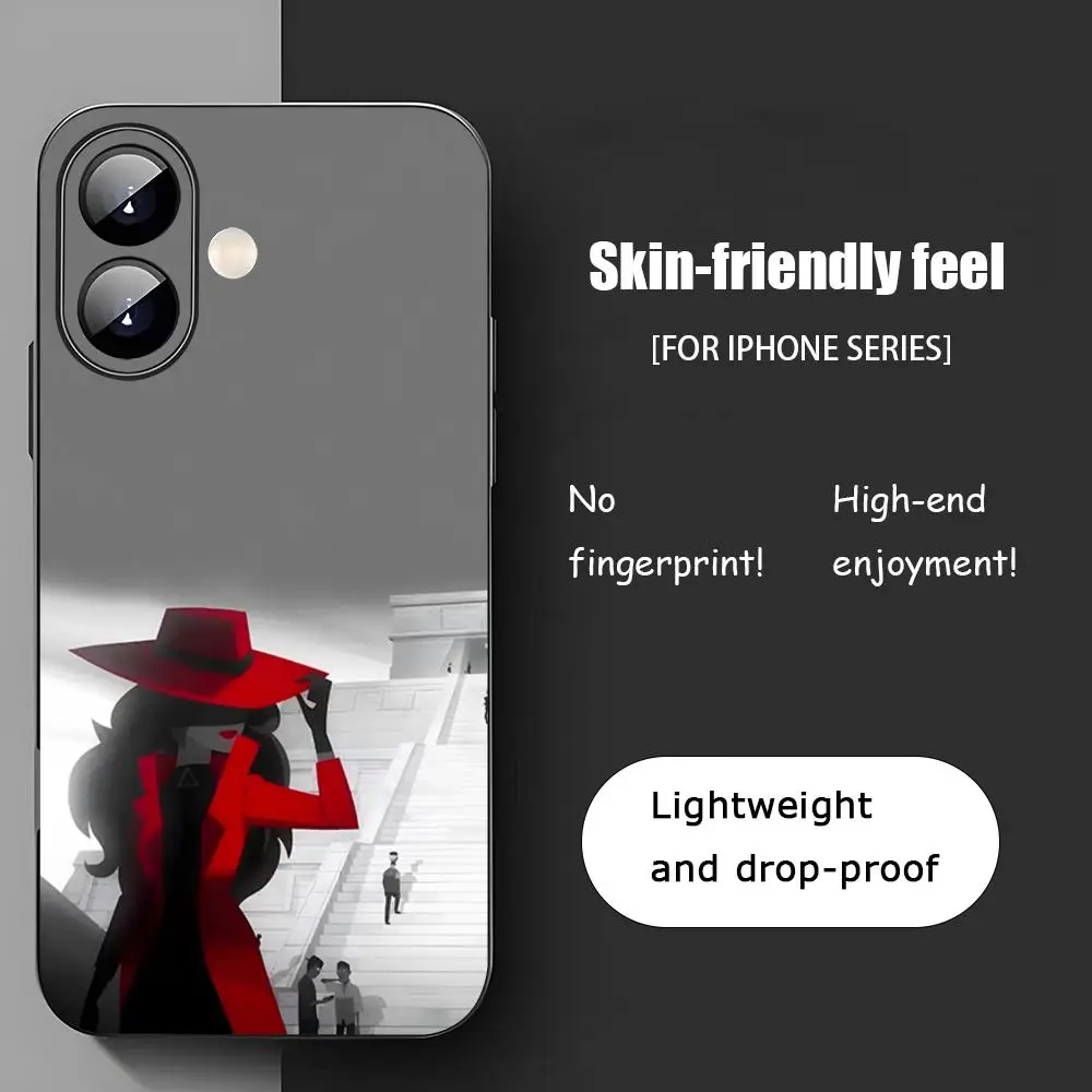 Фото Чехол для телефона Hot Carmen Sandiego с рисунком для iPhone 16, 15, 14, 13, 12, 11 X XR XS 8 Plus Mini Pro Max, мягкий черный противоударный чехол №3