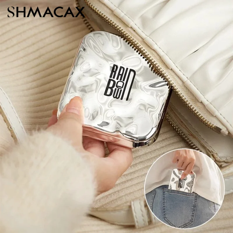 Складное мини-зеркало для макияжа со светодиодной подсветкой увеличение 2X