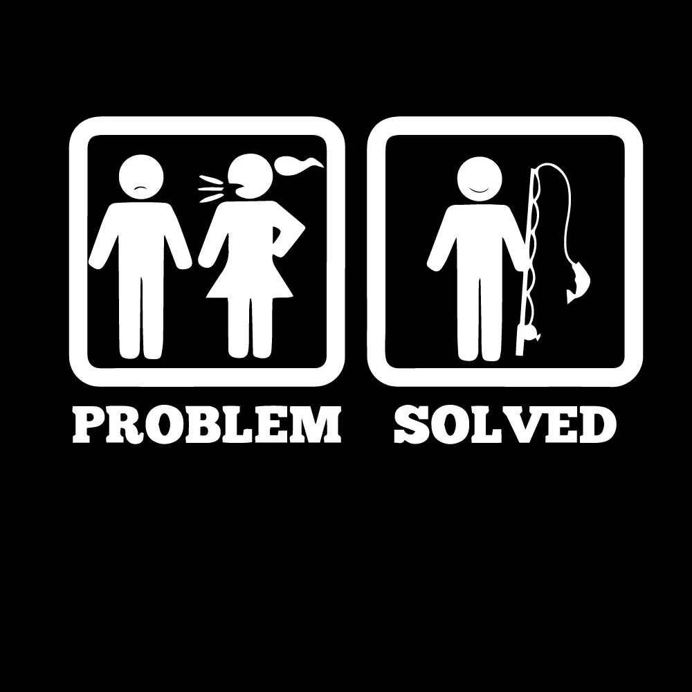 

Проблема решена, рыбалка, забавная наклейка на автомобиль, водонепроницаемая наклейка для авто, двери, бокового окна, декоративная наклейка, виниловая наклейка, 21 см * 11 см