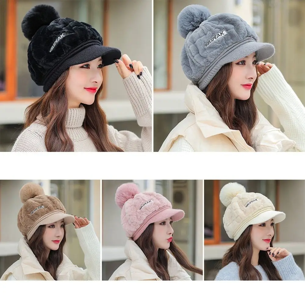 

Women Girl Winter Thick Fur Faux Duck Tongue Cap Visors Cap Plush Hat Peaked Cap