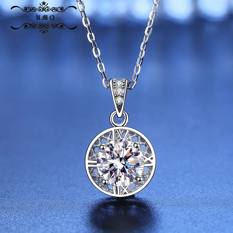 

Каменное ожерелье Mossan, Круглый Кулон из серебра 925 пробы с подвеской из моссана 1 карат, Женская цепочка до ключиц