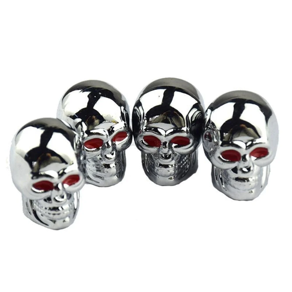 

4pcs Universal Skull Car Wheel Tire Tyre Valve Stem Cap Dust Covers Black/silver Tire Valve Stem Cap For Car Truck Bicycle ATV