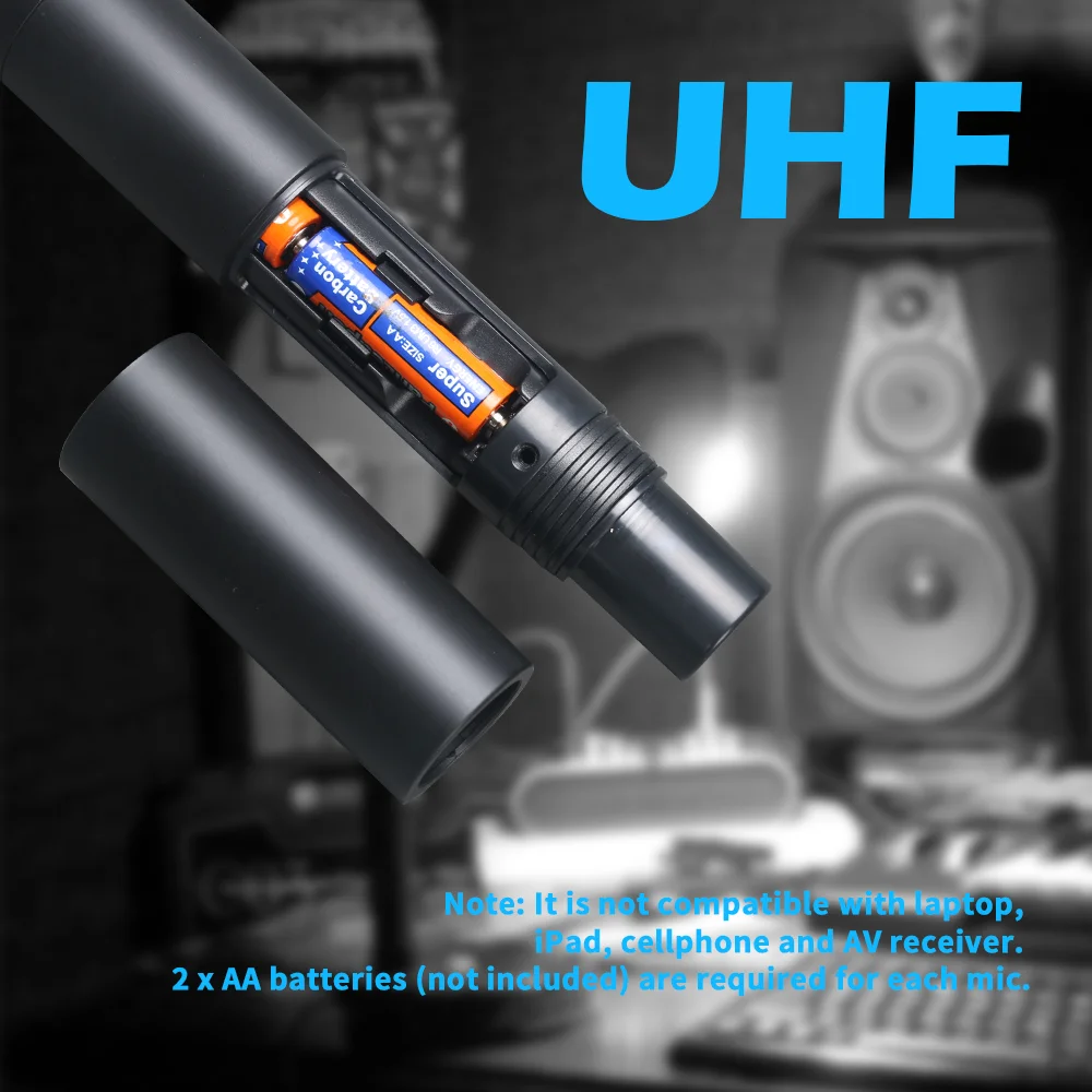 Беспроводная микрофонная система BOMGE UHF с 30 регулируемыми каналами зарядным