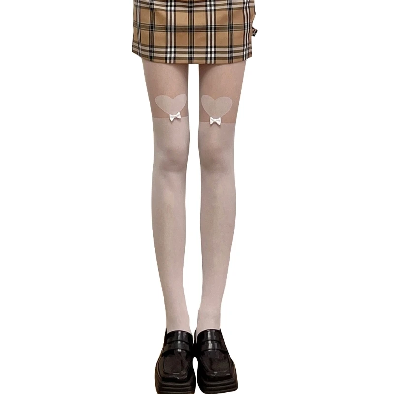 

Women Heart Bowknot Leggings Tights Faux Thigh High Pantyhose Stockings