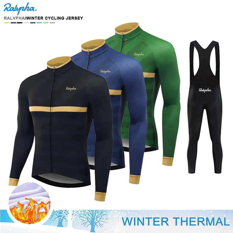 

Raphaful Winter Thermal Fleece Long Sleeve Cycling Jersey Set Bib Pants Ropa Ciclismo Bicycle Clothing MTB Bike Men Clothes Suit