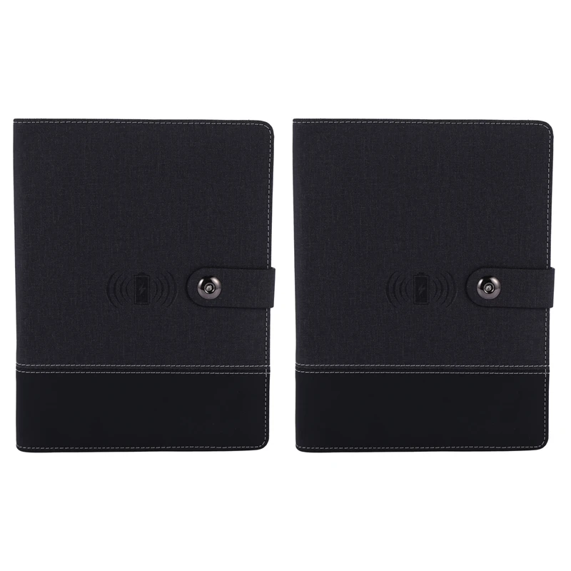 

2X Business Note Book A5 Power Book 8000 Mah Power Bank Qi Wireless Charging Note Book Binder Spiral Diary Planner