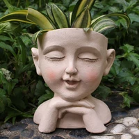 human face vase resin sculpture double hands hold cheek plant flower pot for home indoor succulent planter bonsai pots