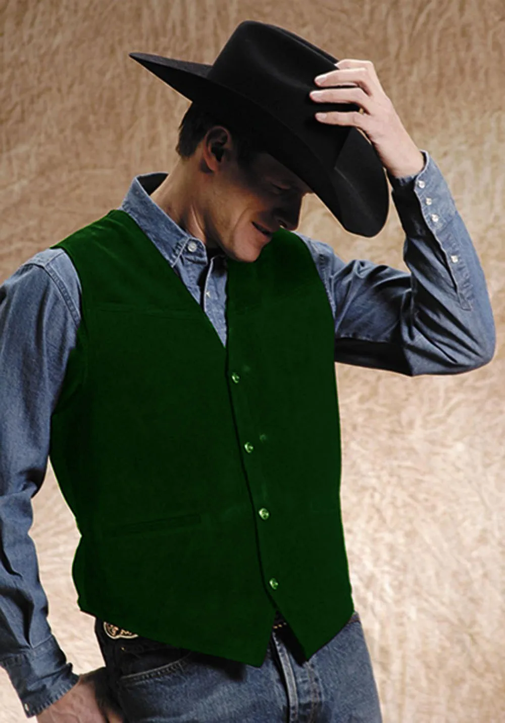 Мужской жилет из коровьей кожи в ковбойском стиле стимпанк |