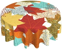colorful fall maple leaves round tablecloth washable table cover table cloth for kitchen dinning party tabletop decor 60 inch