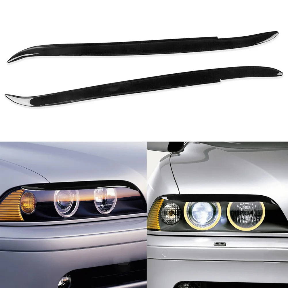 

Pair Glossy Black Front Headlight Eyelid Eyebrow Cover Trim For BMW 5 Series E39 1995-2003 Car Exterior Accessories
