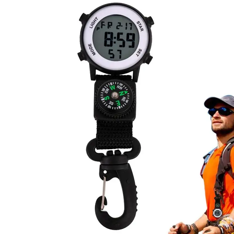 

Keychain Watch Carabiner Carabiner Watch Clip Watch Pocket Watch Day Calendar Alarm Clock Compass LED Watch Outdoor Fashion